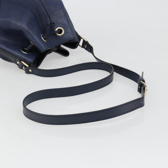 GUCCI Diamante Shoulder Bag Leather Navy Gold 354229 Auth ka4767
