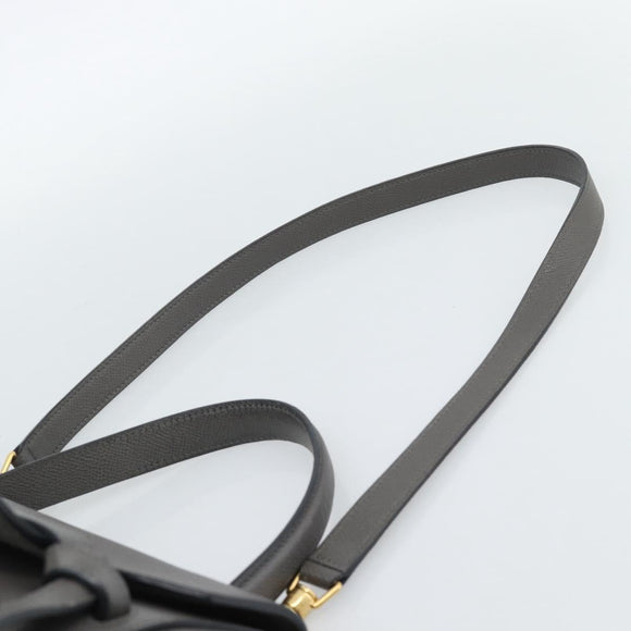 CELINE Micro Belt Hand Bag Leather 2way Gray Gold Auth ka4768V