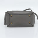 CELINE Micro Belt Hand Bag Leather 2way Gray Gold Auth ka4768V-5