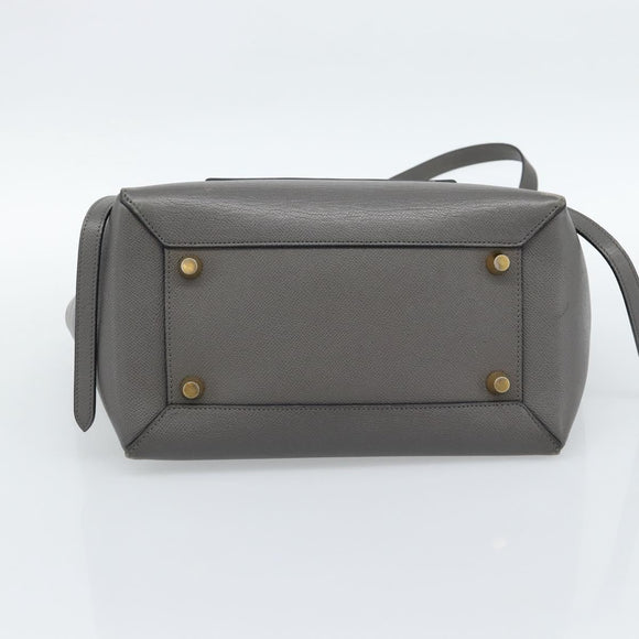 CELINE Micro Belt Hand Bag Leather 2way Gray Gold Auth ka4768V