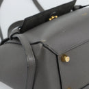 CELINE Micro Belt Hand Bag Leather 2way Gray Gold Auth ka4768V-16