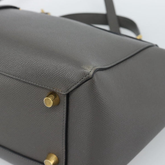 CELINE Micro Belt Hand Bag Leather 2way Gray Gold Auth ka4768V