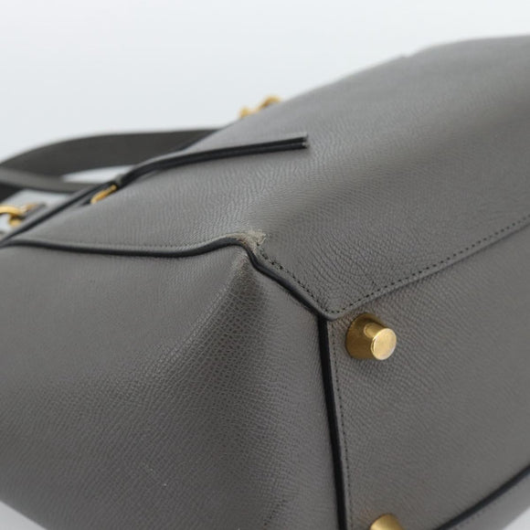 CELINE Micro Belt Hand Bag Leather 2way Gray Gold Auth ka4768V