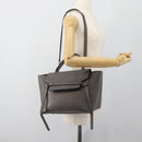 CELINE Micro Belt Hand Bag Leather 2way Gray Gold Auth ka4768V-26