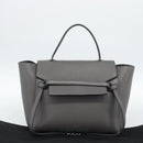 CELINE Micro Belt Hand Bag Leather 2way Gray Gold Auth ka4768V-12