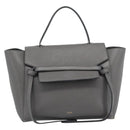 CELINE Micro Belt Hand Bag Leather 2way Gray Gold Auth ka4768V-13