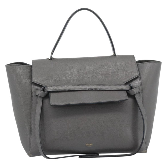 CELINE Micro Belt Hand Bag Leather 2way Gray Gold Auth ka4768V