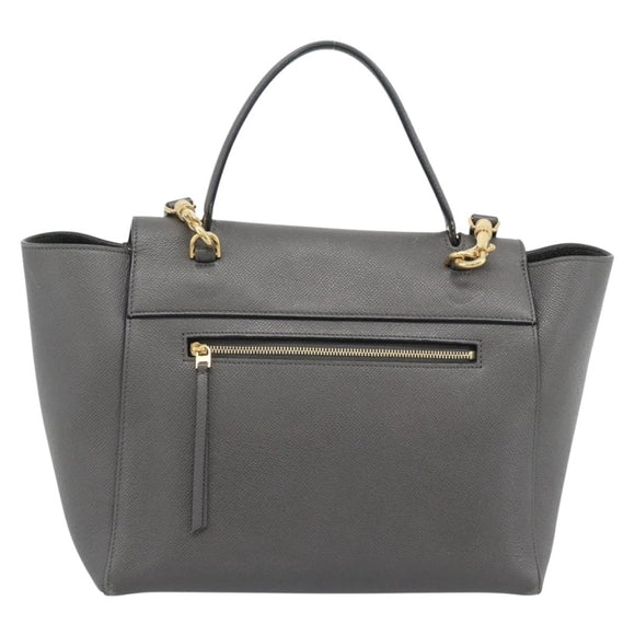 CELINE Micro Belt Hand Bag Leather 2way Gray Gold Auth ka4768V