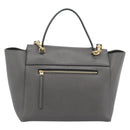 CELINE Micro Belt Hand Bag Leather 2way Gray Gold Auth ka4768V-2