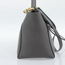 CELINE Micro Belt Hand Bag Leather 2way Gray Gold Auth ka4768V-3