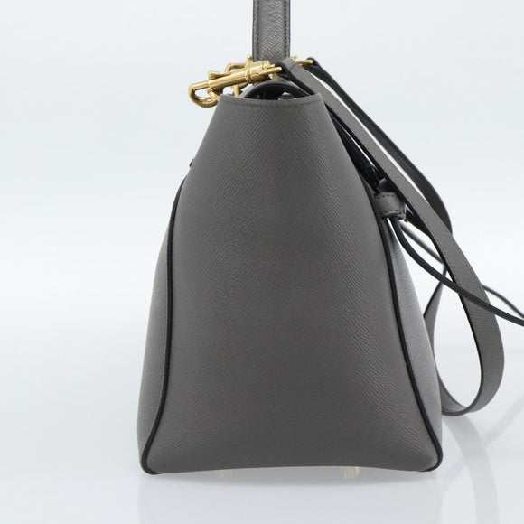 CELINE Micro Belt Hand Bag Leather 2way Gray Gold Auth ka4768V