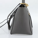 CELINE Micro Belt Hand Bag Leather 2way Gray Gold Auth ka4768V-4