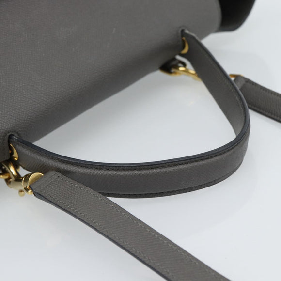 CELINE Micro Belt Hand Bag Leather 2way Gray Gold Auth ka4768V