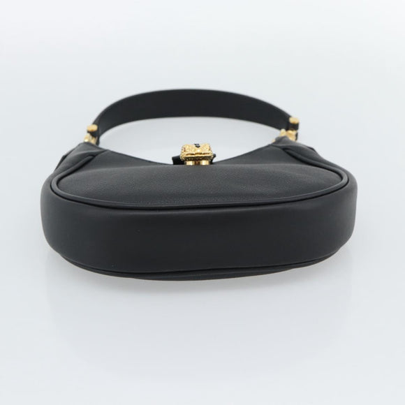 BVLGARI Hand Bag Leather 2way Black Gold Auth ka4770M