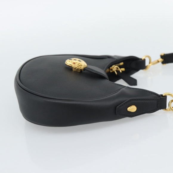 BVLGARI Hand Bag Leather 2way Black Gold Auth ka4770M