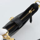 BVLGARI Hand Bag Leather 2way Black Gold Auth ka4770M-6