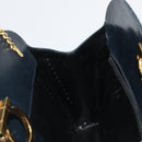 Salvatore Ferragamo Gancini Chain Shoulder Bag Leather Navy Gold Auth ka4772-19