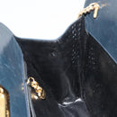 Salvatore Ferragamo Gancini Chain Shoulder Bag Leather Navy Gold Auth ka4772-20