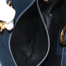 Salvatore Ferragamo Gancini Chain Shoulder Bag Leather Navy Gold Auth ka4772-11
