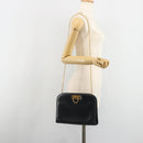 Salvatore Ferragamo Gancini Chain Shoulder Bag Leather Navy Gold Auth ka4772-22