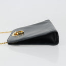 Salvatore Ferragamo Gancini Chain Shoulder Bag Leather Navy Gold Auth ka4772-4