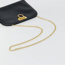 Salvatore Ferragamo Gancini Chain Shoulder Bag Leather Navy Gold Auth ka4772-7