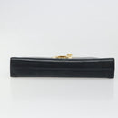 Salvatore Ferragamo Gancini Chain Shoulder Bag Leather Navy Gold Auth ka4772-5
