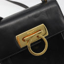 Salvatore Ferragamo Gancini Shoulder Bag Harako leather Black Gold Auth ka4773A-14
