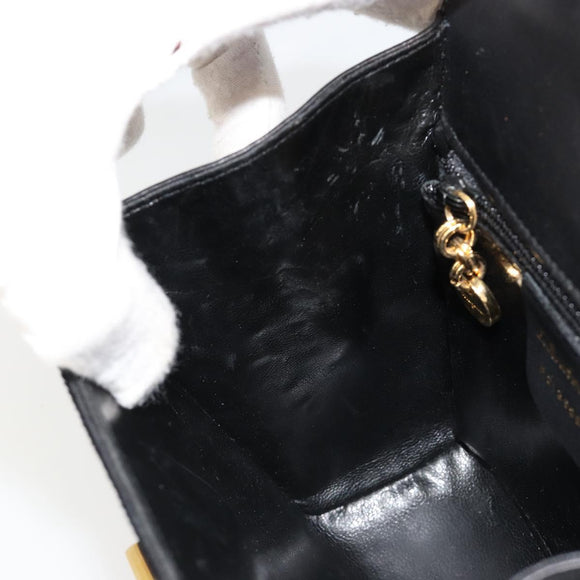 Salvatore Ferragamo Gancini Shoulder Bag Harako leather Black Gold Auth ka4773A
