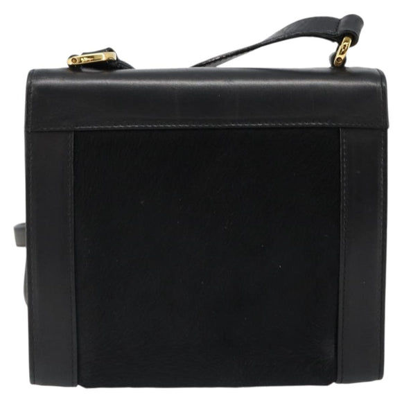 Salvatore Ferragamo Gancini Shoulder Bag Harako leather Black Gold Auth ka4773A