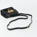 Salvatore Ferragamo Gancini Shoulder Bag Harako leather Black Gold Auth ka4773A-7