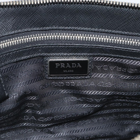 PRADA Clutch Bag Leather Black Silver Auth ka4774