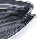 PRADA Clutch Bag Leather Black Silver Auth ka4774-17