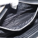 PRADA Clutch Bag Leather Black Silver Auth ka4774-20