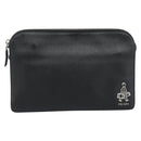 PRADA Clutch Bag Leather Black Silver Auth ka4774-13