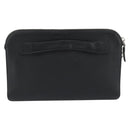 PRADA Clutch Bag Leather Black Silver Auth ka4774-2