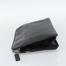 PRADA Clutch Bag Leather Black Silver Auth ka4774-3