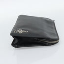 PRADA Clutch Bag Leather Black Silver Auth ka4774-4