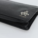 PRADA Clutch Bag Leather Black Silver Auth ka4774-7