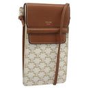CELINE Triomphe Shoulder Pouch Bag PVC White Auth ka4775V-1