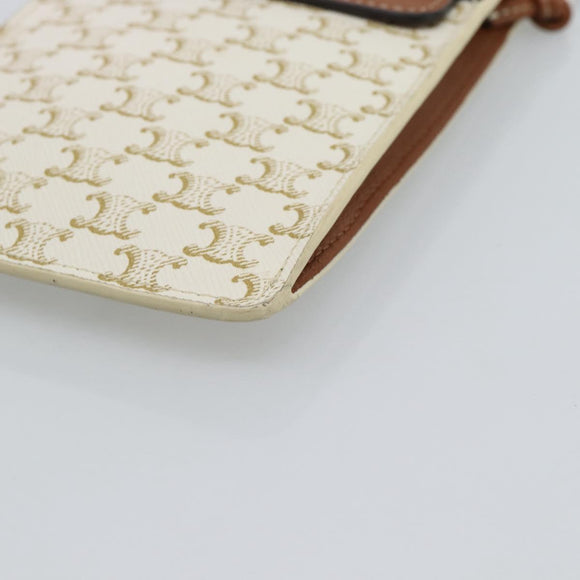 CELINE Triomphe Shoulder Pouch Bag PVC White Auth ka4775V