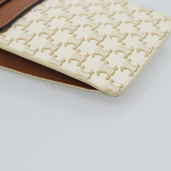 CELINE Triomphe Shoulder Pouch Bag PVC White Auth ka4775V
