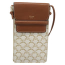 CELINE Triomphe Shoulder Pouch Bag PVC White Auth ka4775V-13