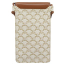 CELINE Triomphe Shoulder Pouch Bag PVC White Auth ka4775V-2