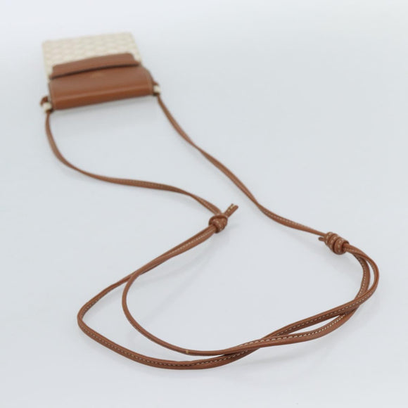 CELINE Triomphe Shoulder Pouch Bag PVC White Auth ka4775V