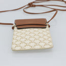 CELINE Triomphe Shoulder Pouch Bag PVC White Auth ka4775V-5