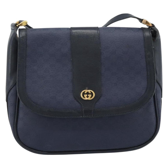 GUCCI Micro GG Supreme Shoulder Bag PVC Navy Gold 001 261 4425 Auth ka4776