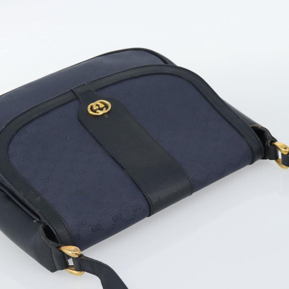 GUCCI Micro GG Supreme Shoulder Bag PVC Navy Gold 001 261 4425 Auth ka4776