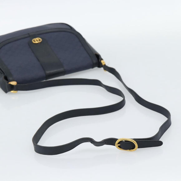 GUCCI Micro GG Supreme Shoulder Bag PVC Navy Gold 001 261 4425 Auth ka4776