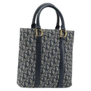Christian Dior Trotter Canvas Hand Bag Navy Gold Auth ka4777-1